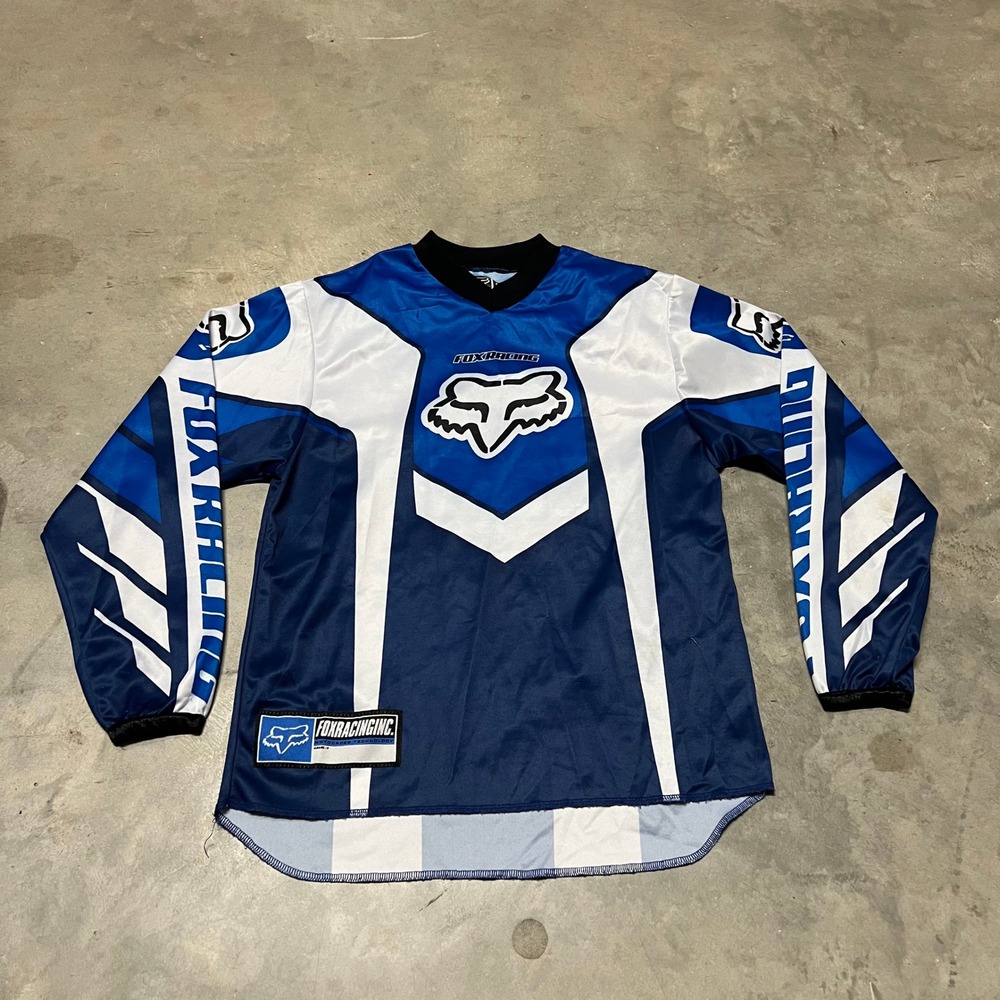 Fox Racing Kids KL Motocross Jersey Blue White Navy Long Sleeve Size Large